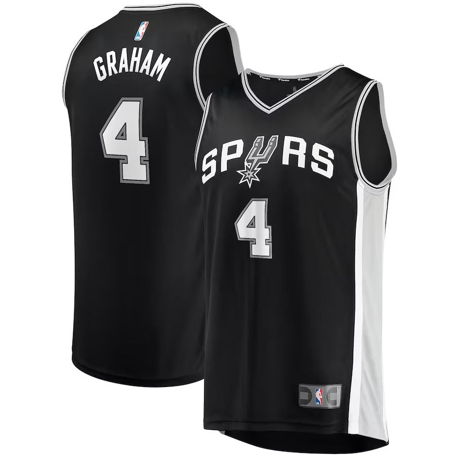 Men San Antonio Spurs 4 Devonte Graham Fanatics Branded Black Fast Break Player NBA Jersey